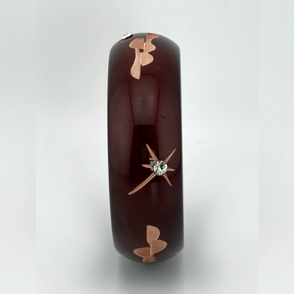 Vintage Bakelite Eggplant Galalith Bangle 
Pierrot Design Art Deco French - Picture 6 of 8